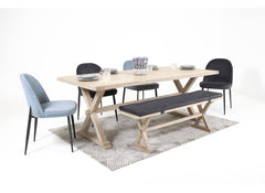 Valent 1.6m Cross Dining Set W/Bench