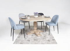 Valent Round Table W/Blue Velvet Chairs