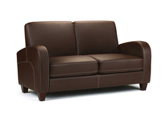 Vivo Chestnut Faux Leather Sofa Bed - closed