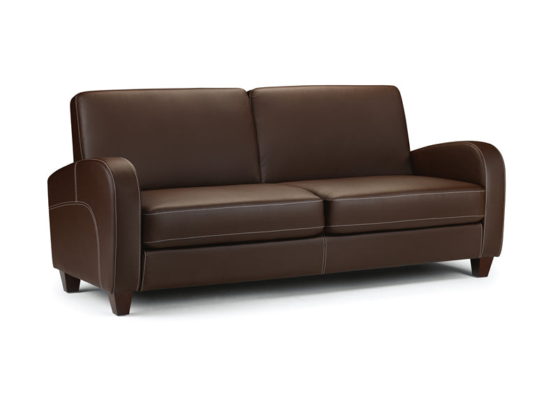 Vivo Chestnut Faux Leather 3 Seat Sofa