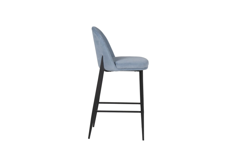 Valent Blue Fabric Bar Chair - side