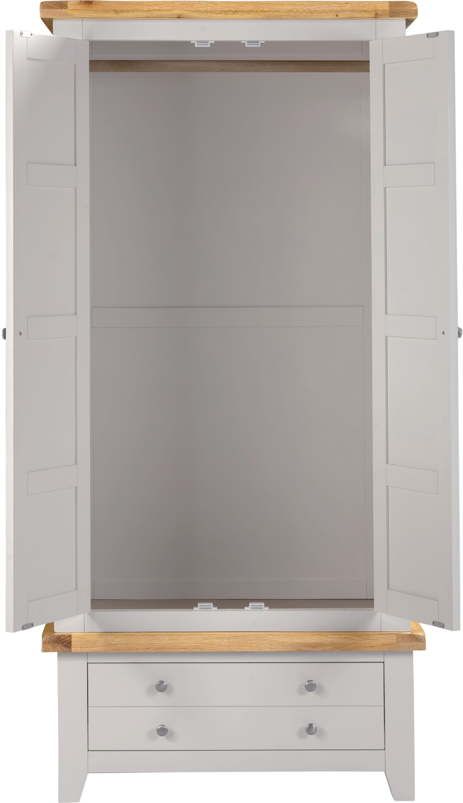 Windsor 2 Door 1 Drawer Wardrobe – Pebble Grey with Oak Top (WBF)