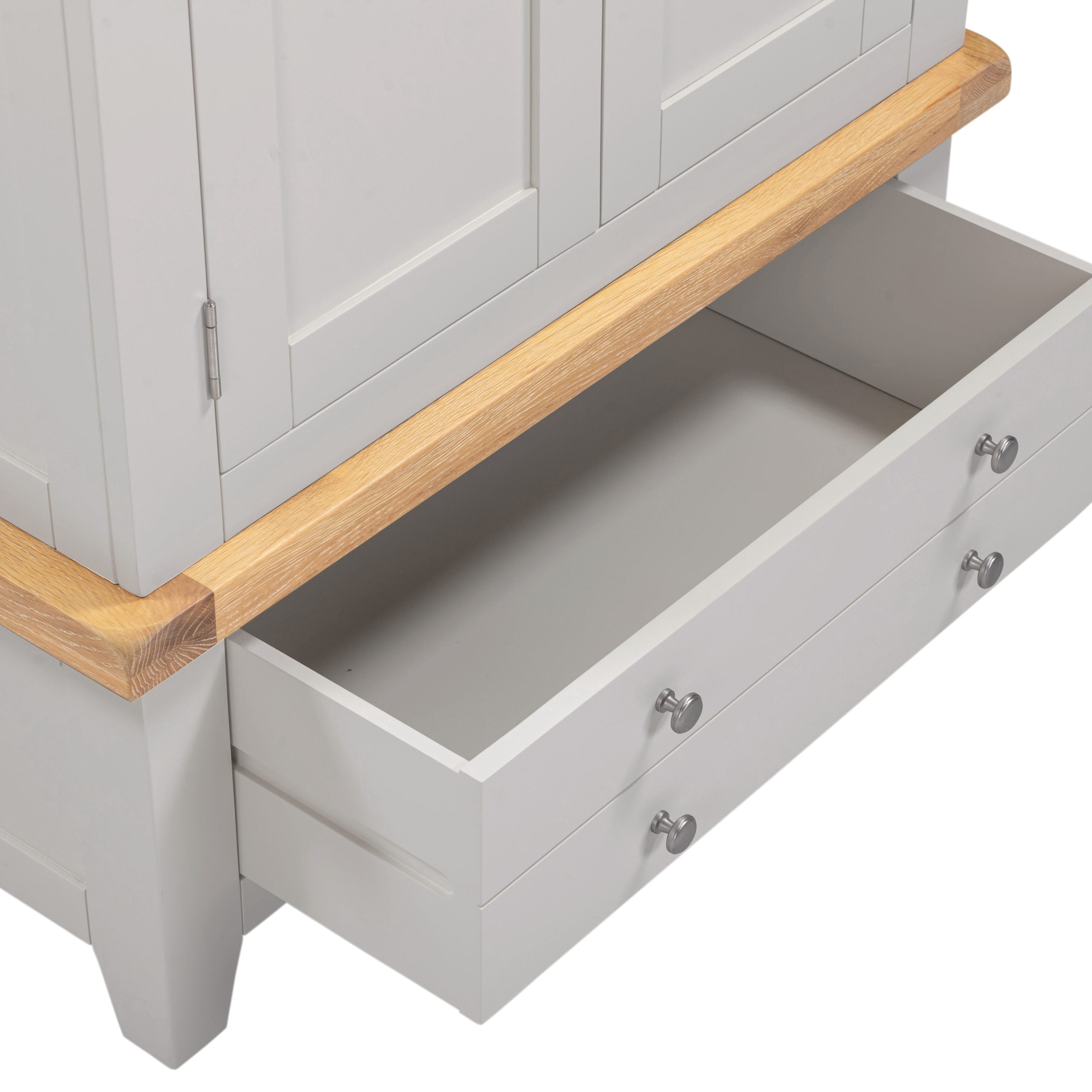 Windsor 2 Door 1 Drawer Wardrobe – Pebble Grey with Oak Top (WBF)
