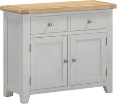 Windsor 2 Door 2 Drawer Sideboard – Pebble Grey with Oak Top (WBF)