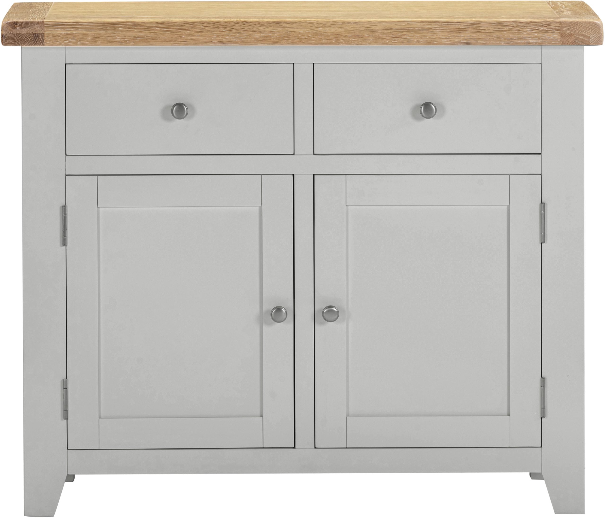 Windsor 2 Door 2 Drawer Sideboard – Pebble Grey with Oak Top (WBF)