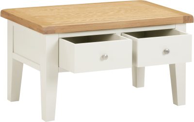 WINDSOR 2 DRAWER COFFEE TABLE - IVORY/OAK (WBF)