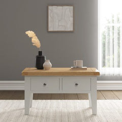 WINDSOR 2 DRAWER COFFEE TABLE - IVORY/OAK (WBF)