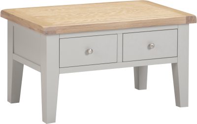 WINDSOR 2 DRAWER COFFEE TABLE - PEBBLE GREY/OAK (WBF)