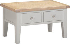 WINDSOR 2 DRAWER COFFEE TABLE - PEBBLE GREY/OAK (WBF)