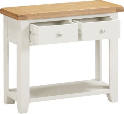 WINDSOR 2 DRAWER CONSOLE TABLE - IVORY/OAK (WBF)