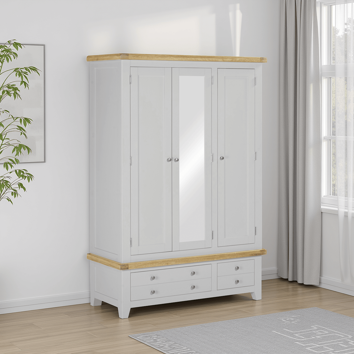 Windsor 3 Door 2 Drawer Wardrobe – Pebble Grey/Oak (WBF)