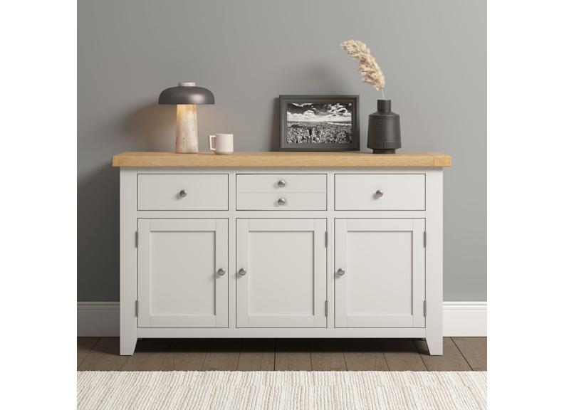 WINDSOR 3 DOOR 3 DRAWER SIDEBOARD - IVORY/OAK (WBF)