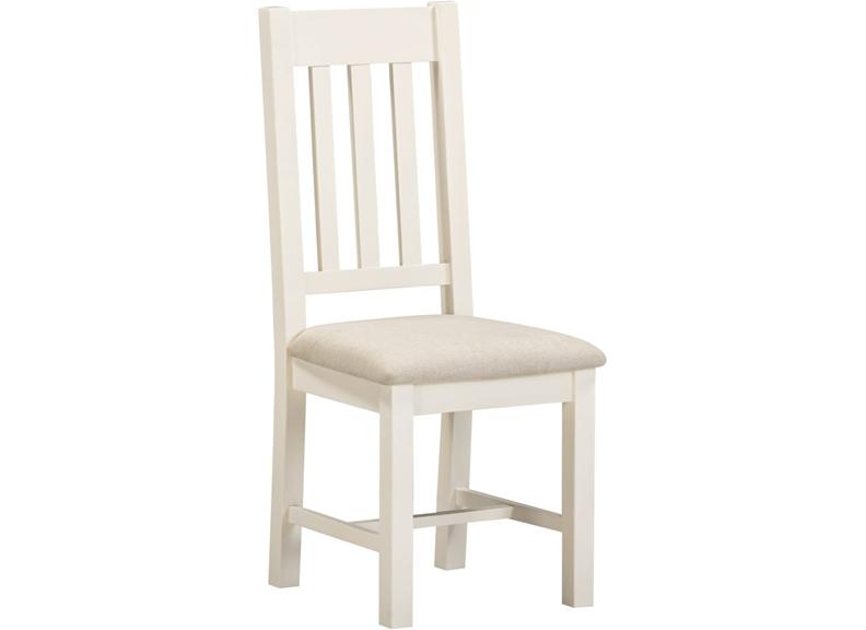 Two Windsor Slatted Dining Chairs – Ivory With Oat Fabric Seat (WBF)