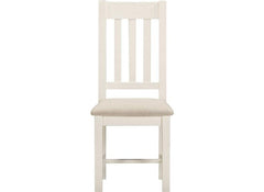 Two Windsor Slatted Dining Chairs – Ivory With Oat Fabric Seat (WBF)