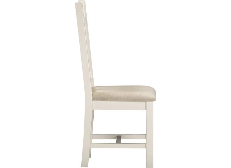 Two Windsor Slatted Dining Chairs – Ivory With Oat Fabric Seat (WBF)