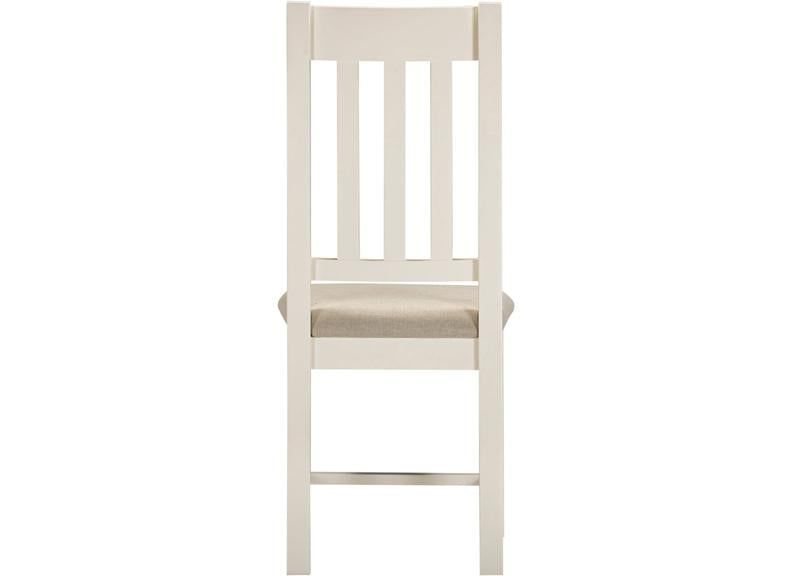 Two Windsor Slatted Dining Chairs – Ivory With Oat Fabric Seat (WBF)