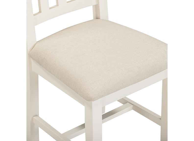 Two Windsor Slatted Dining Chairs – Ivory With Oat Fabric Seat (WBF)