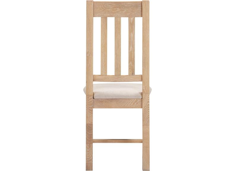 Two Windsor Slatted Dining Chairs – Oak With Oat Fabric Seat (WBF)
