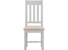 Two Windsor Slatted Dining Chairs – Pebble Grey With Oat Fabric Seat (WBF)