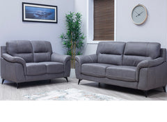 Abbie Fabric 3+2 Seat Sofa Group With Contrast Stitch Upholstery – Modern Compact Sofa in Grey