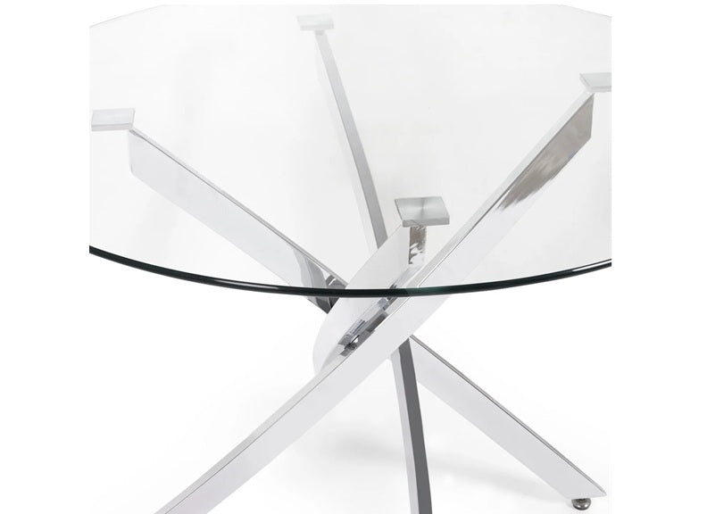 Anderson Round Glass Dining Table W/Ella Dining Chairs