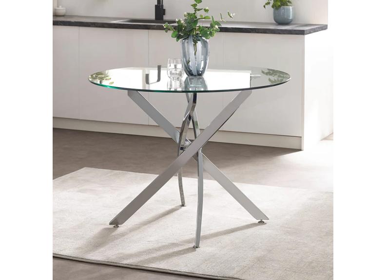 Anderson Round Glass Dining Table W/Ella Dining Chairs
