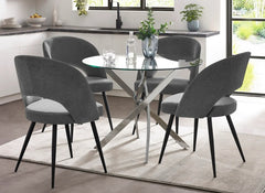 Anderson Round Glass Dining Table W/Ella Dining Chairs