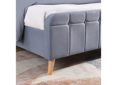 Ashley Sky Blue Fabric Bed With Fabric Stud Headboard | Modern Upholstered Bed Frame