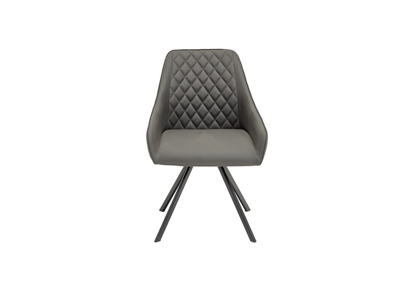 Astor Swivel PU Dining Chairs - Faux Leather In Grey Or Taupe