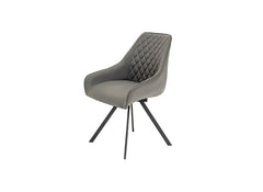 Astor Swivel PU Dining Chairs - Faux Leather In Grey Or Taupe