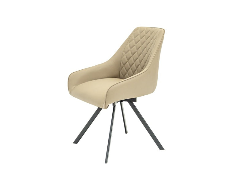 Astor Swivel PU Dining Chairs - Faux Leather In Grey Or Taupe