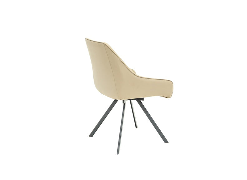 Astor Swivel PU Dining Chairs - Faux Leather In Grey Or Taupe