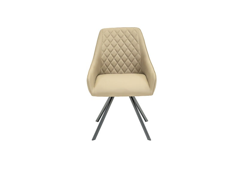 Astor Swivel PU Dining Chairs - Faux Leather In Grey Or Taupe