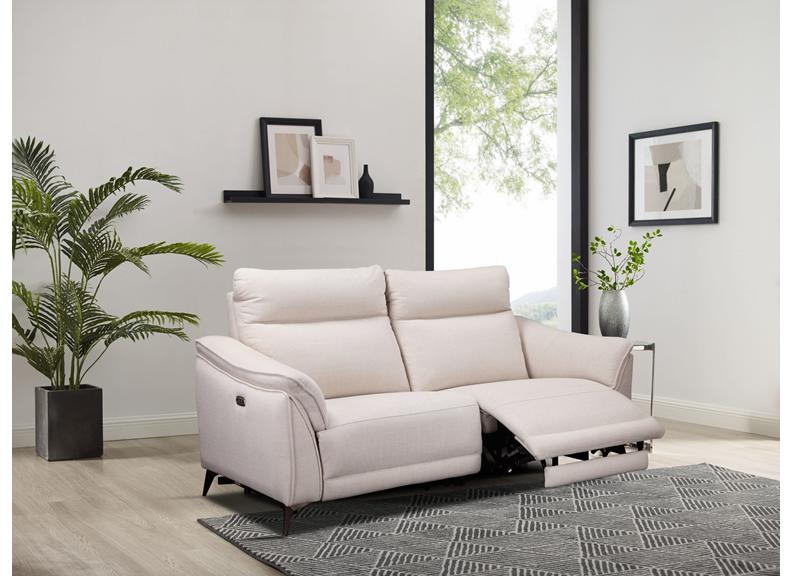 Austin Fabric Reclining Three Seat Sofa – White Fabric | Powered Push-Button Reclining Sofa (Copy)