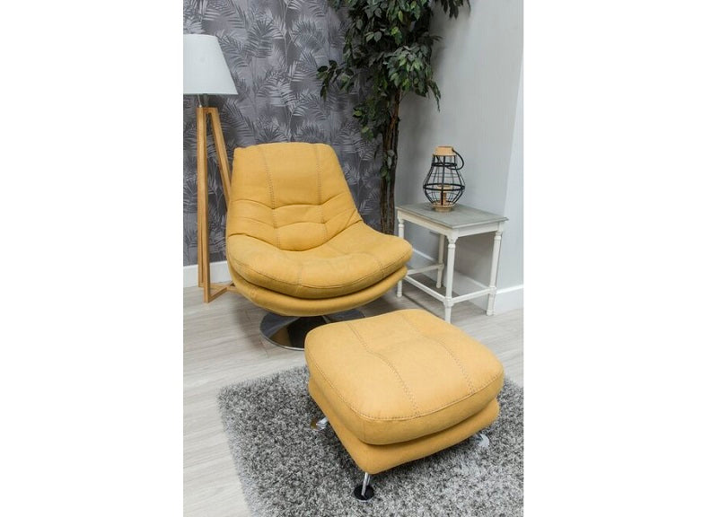 Axis Gold Armchair + Stool - room