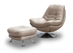 Axis Light Grey Swivel Armchair + Footstool