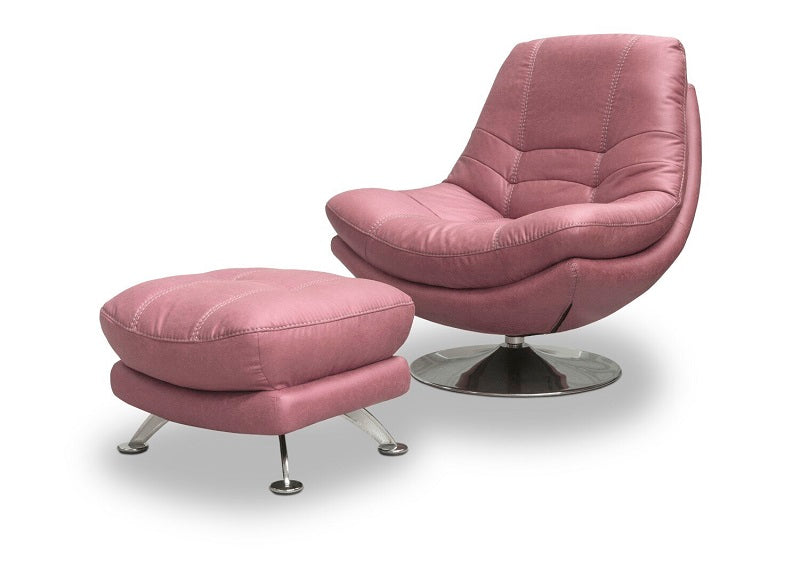 Axis Pink Chair W/Footstool - c/o