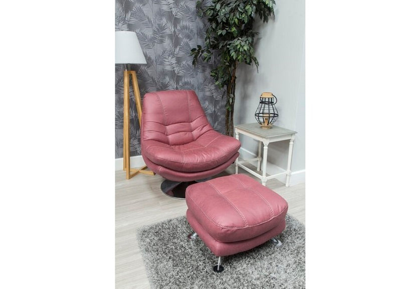 Axis Pink Swivel Chair With Footstool - room