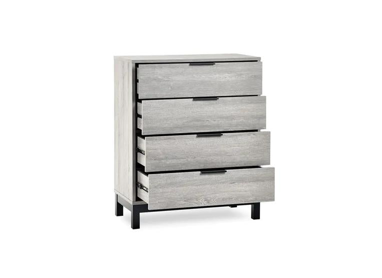 Bali Grey Oak Four Drawer Chest - open