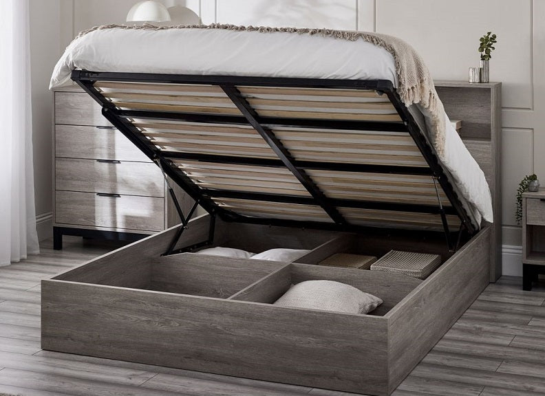 Bali Grey Ottoman Storage Bed - open