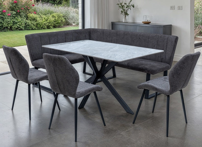 Bardo Grey Stone Dining Table – Modern Fixed Stone Effect Dining Table
