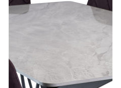 Bardo Grey Stone Dining Table – Modern Fixed Stone Effect Dining Table