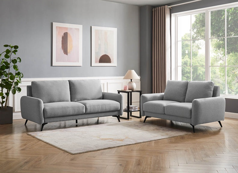Barnaby Two Seat Fixed Sofas - In Oatmeal OR Grey Fabric Colours