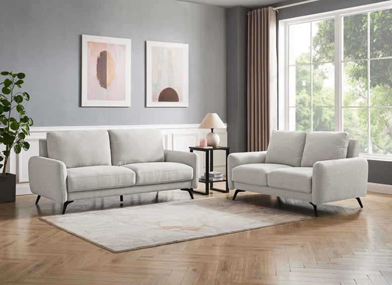 Barnaby Two Seat Fixed Sofas - In Oatmeal OR Grey Fabric Colours