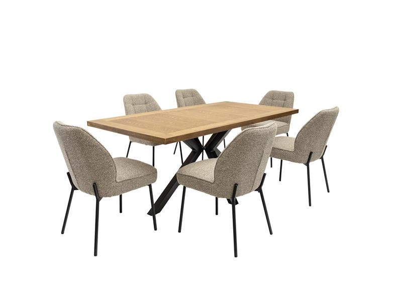 Bedford Oak Dining Set – Modern Matte Oak Dining Set With Fabric Chairs