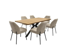 Bedford Oak Dining Set – Modern Matte Oak Dining Set With Fabric Chairs