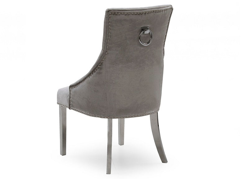 Belvedere Velvet Pewter Chair - rear