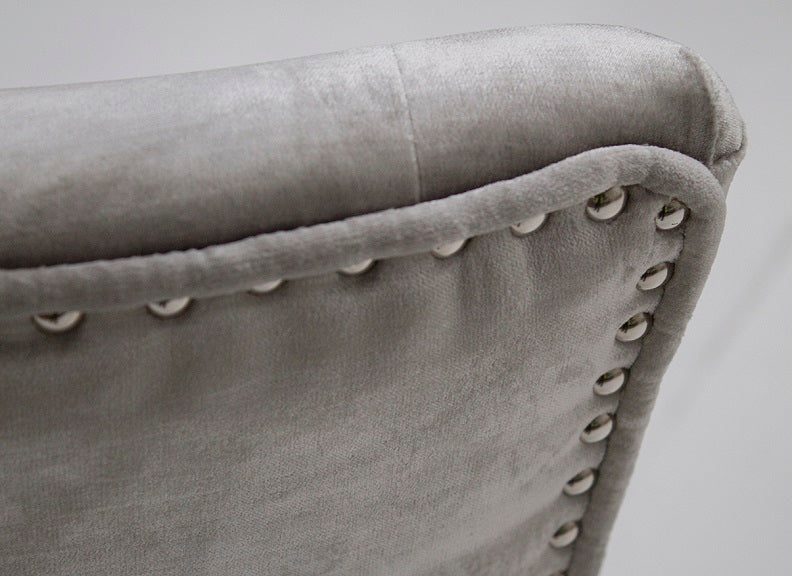 Belvedere Velvet Pewter Chair - detail