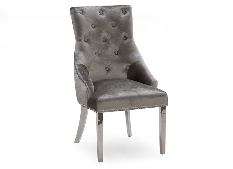 Belvedere Velvet Pewter Chair