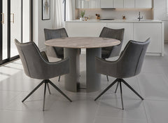Bossini Round Dining Table – Stone Effect Dining Round Table With A Polished Top